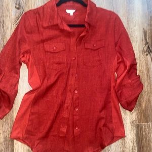 Red Button Down